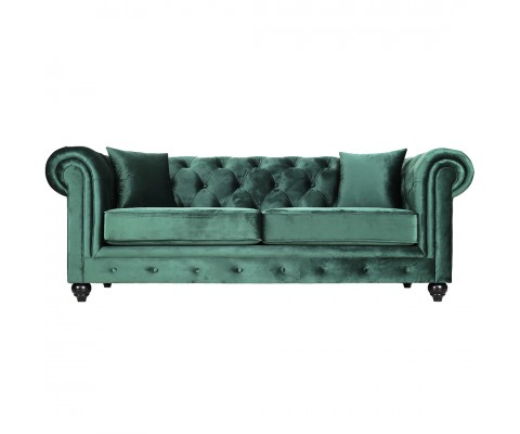 Chesterfield 3 Seater Sofa Velvet Green