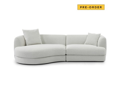 Chloe Curved Shape Boucle Fabric Sofa (Right Side Chaise)